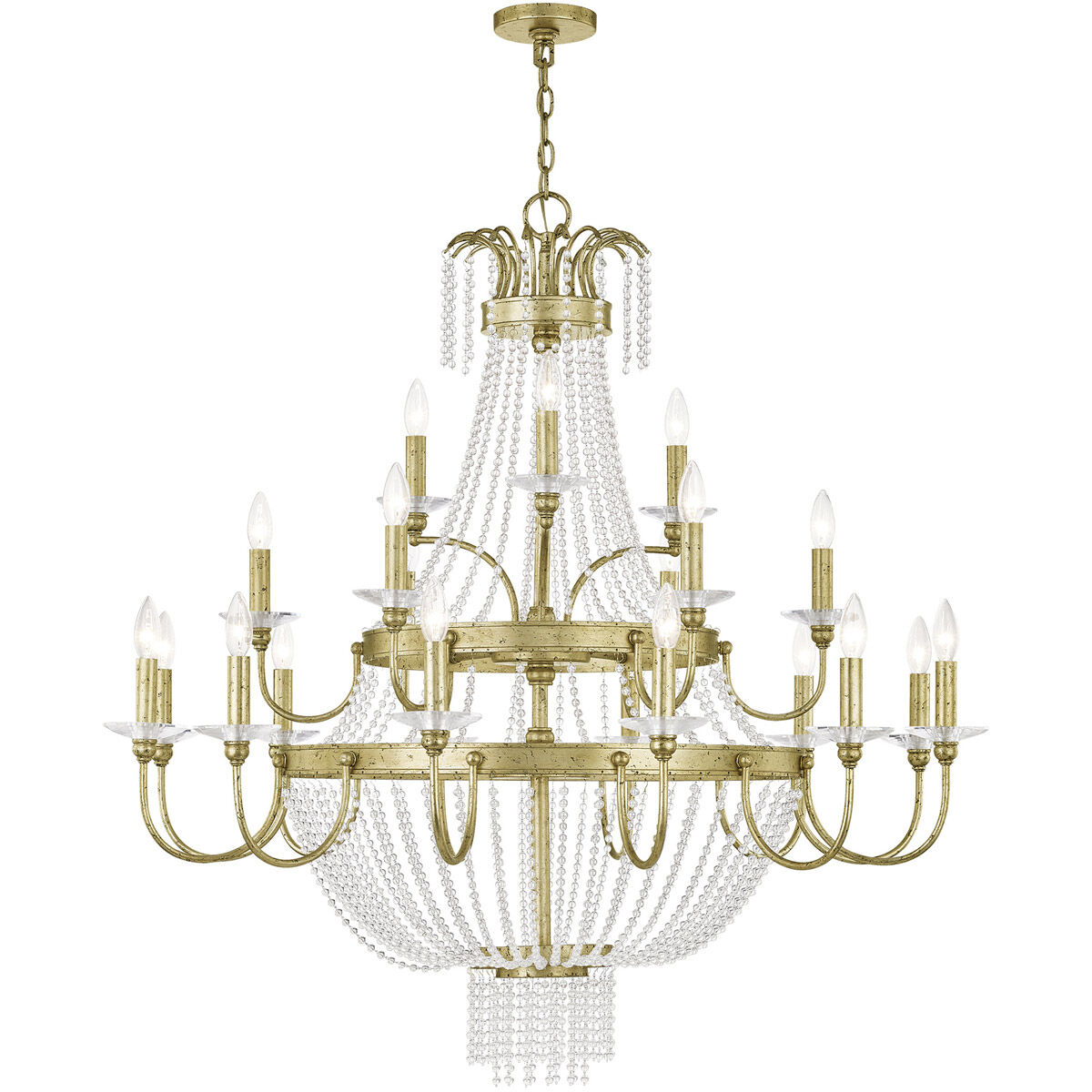 Valentina 21 Light 42 inch Hand Applied Winter Gold Foyer Chandelier Ceiling Light