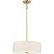 Modern 3 Light 18 inch Natural Brass Pendant Ceiling Light