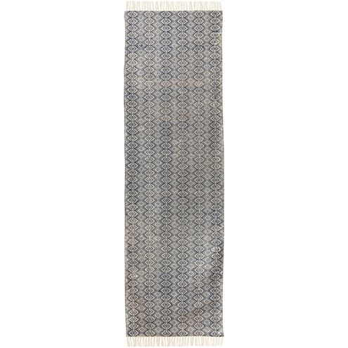 Albany 94.49 X 27.5 inch Navy with Cream Runner Rug