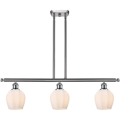 Ballston Norfolk 3 Light 36 inch Brushed Satin Nickel Island Light Ceiling Light in Matte White Glass