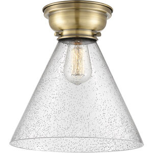 Aditi X-Large Cone 1 Light 12 inch Antique Brass Flush Mount Ceiling Light in Incandescent, Seedy Glass, Aditi