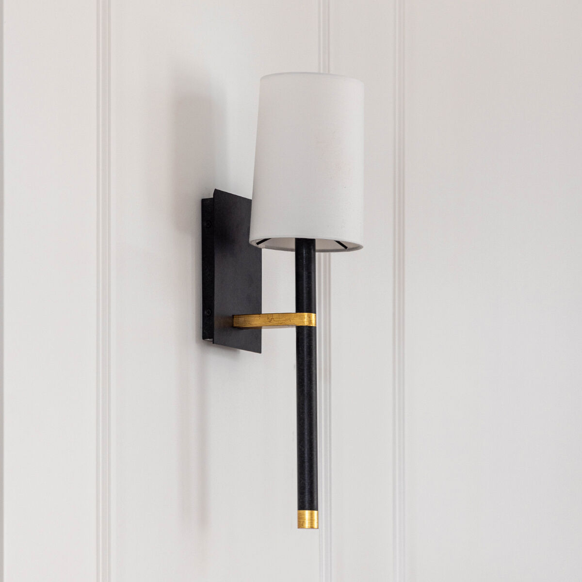 Weston Sconce Wall Light in Black and Antique Gold
