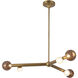 Reese 41 inch Vintage Brass Chandelier Ceiling Light in Amber Glass