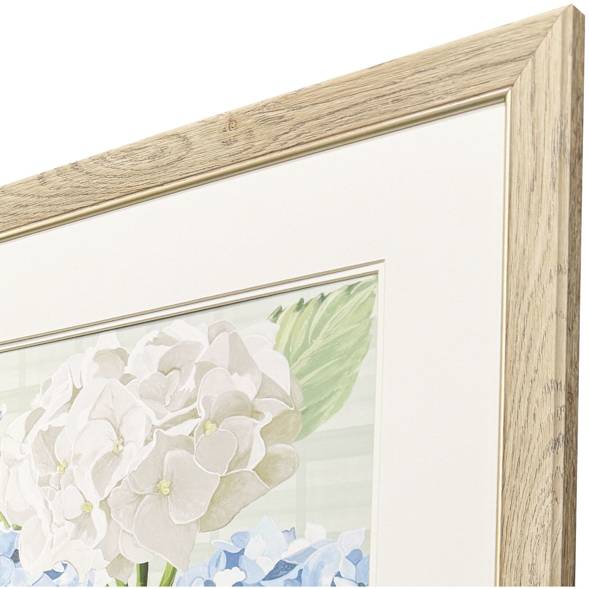 Hydrangeas on Plaid Blue and Green and Turquoise Framed Art, Propac