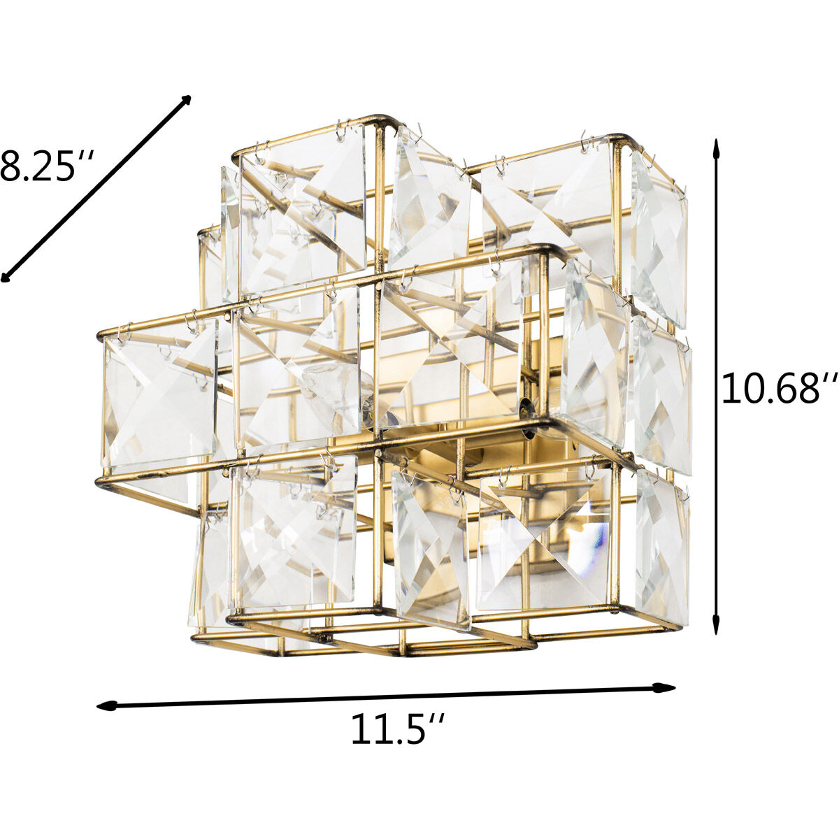 Cubic 3 Light 11.5 inch Calypso Gold Sconce Wall Light