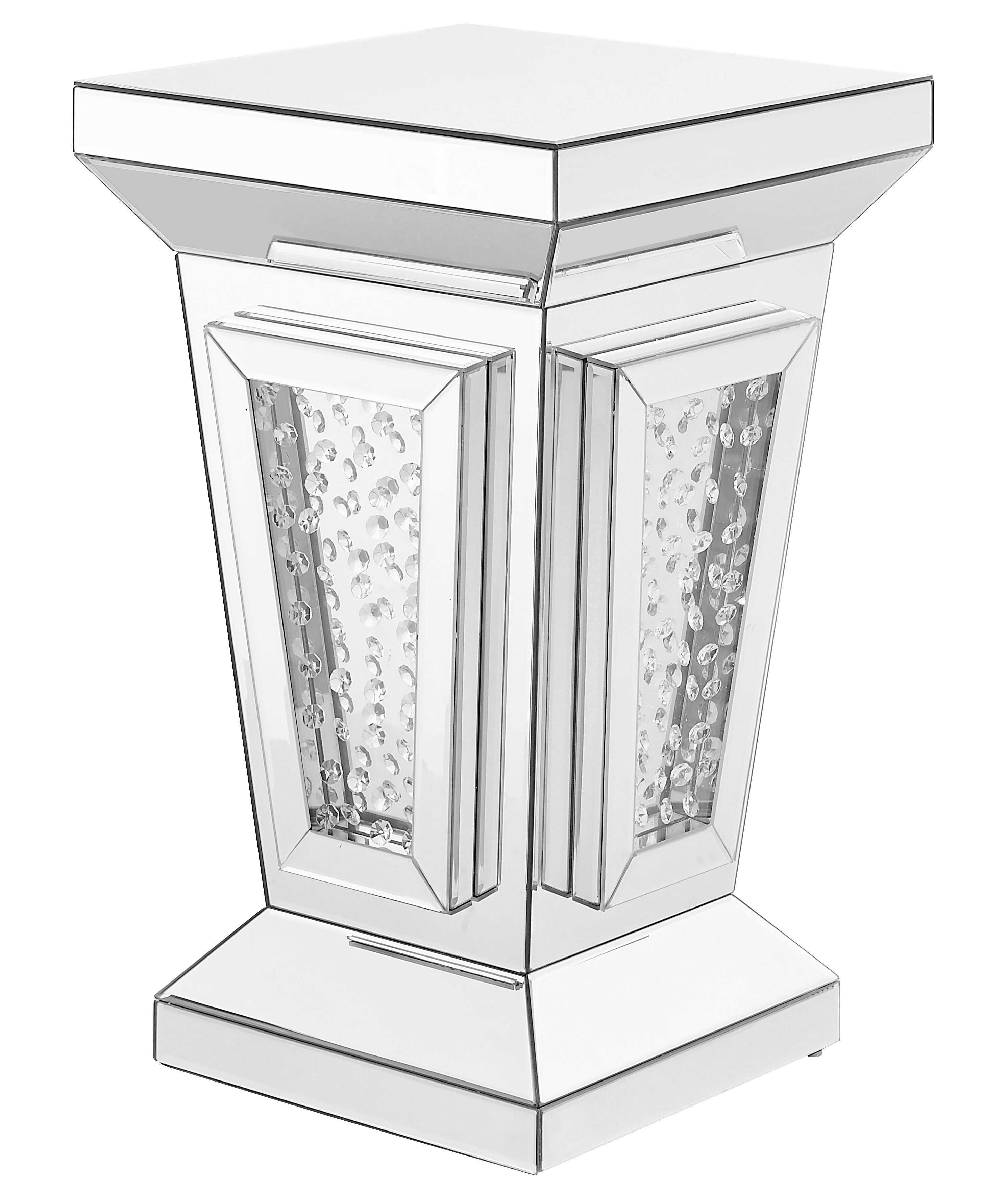 Modern 24 X 15 inch Clear Mirror and Crystal End Table