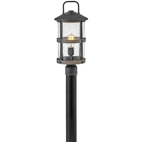 Estate Series Lakehouse 1 Light 18.75 inch Aged Zinc with Driftwood Gray Outdoor Post Mount Lantern in Non-LED