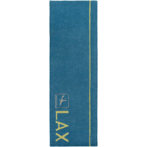 Solid Bold Light Blue/Olive/Charcoal Handmade Rug