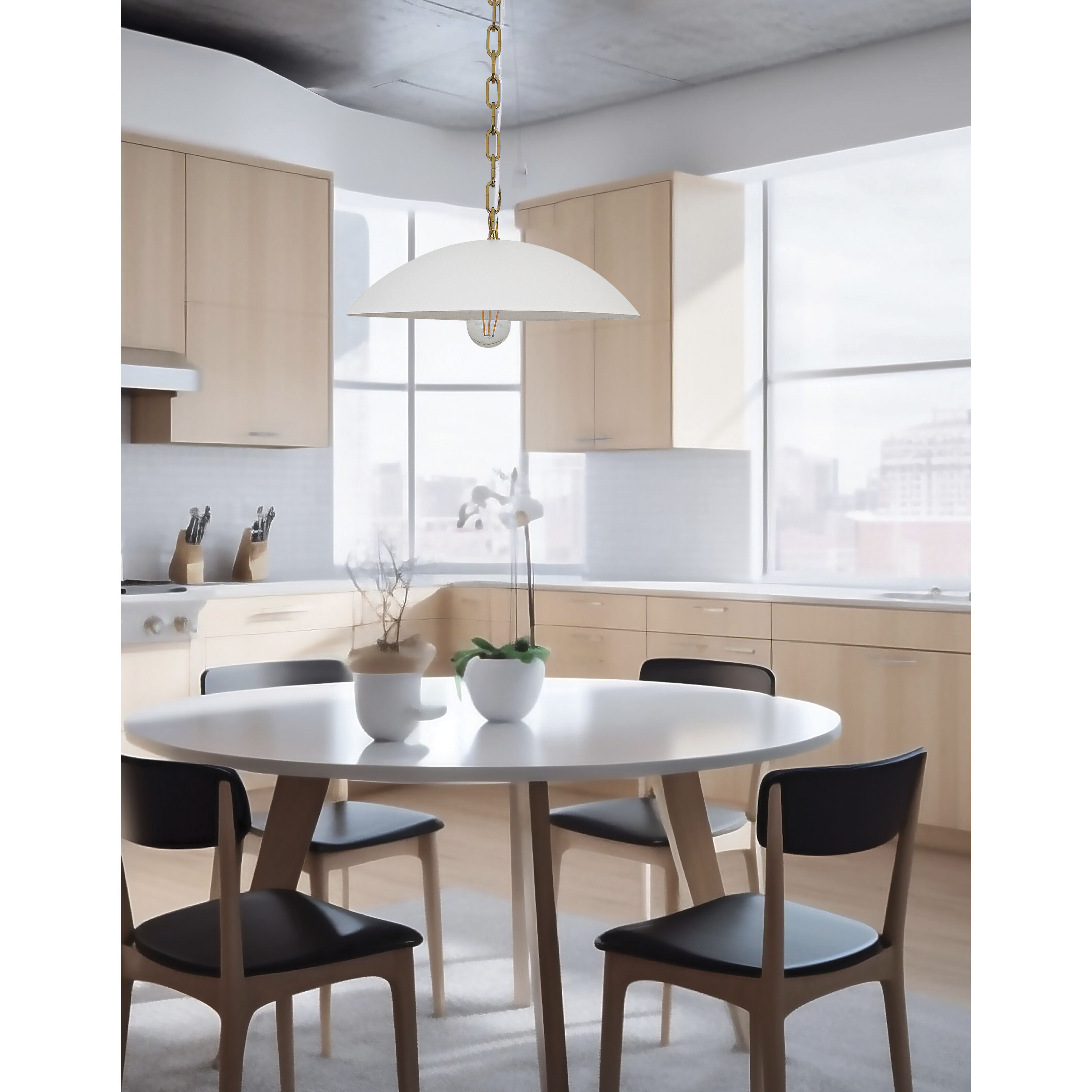 Ofelia 1 Light 15.75 inch Matte White/Aged Brass Pendant Ceiling Light