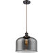 Ballston X-Large Bell 1 Light 12 inch Oil Rubbed Bronze Mini Pendant Ceiling Light in Plated Smoke Glass, Ballston