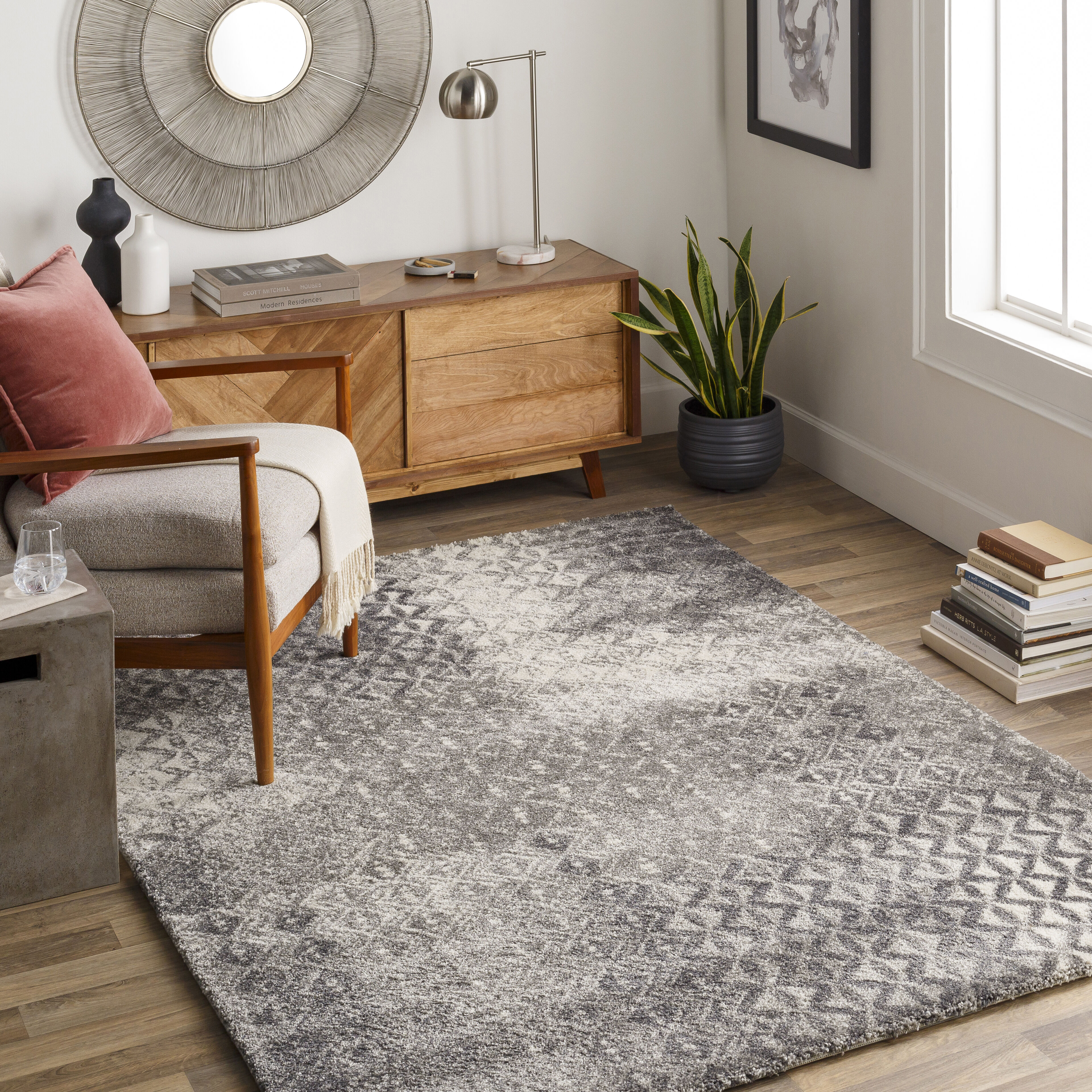 Pembridge 129.92 X 94.49 inch Charcoal/Ivory Machine Woven Rug in 8 x 11, Rectangle