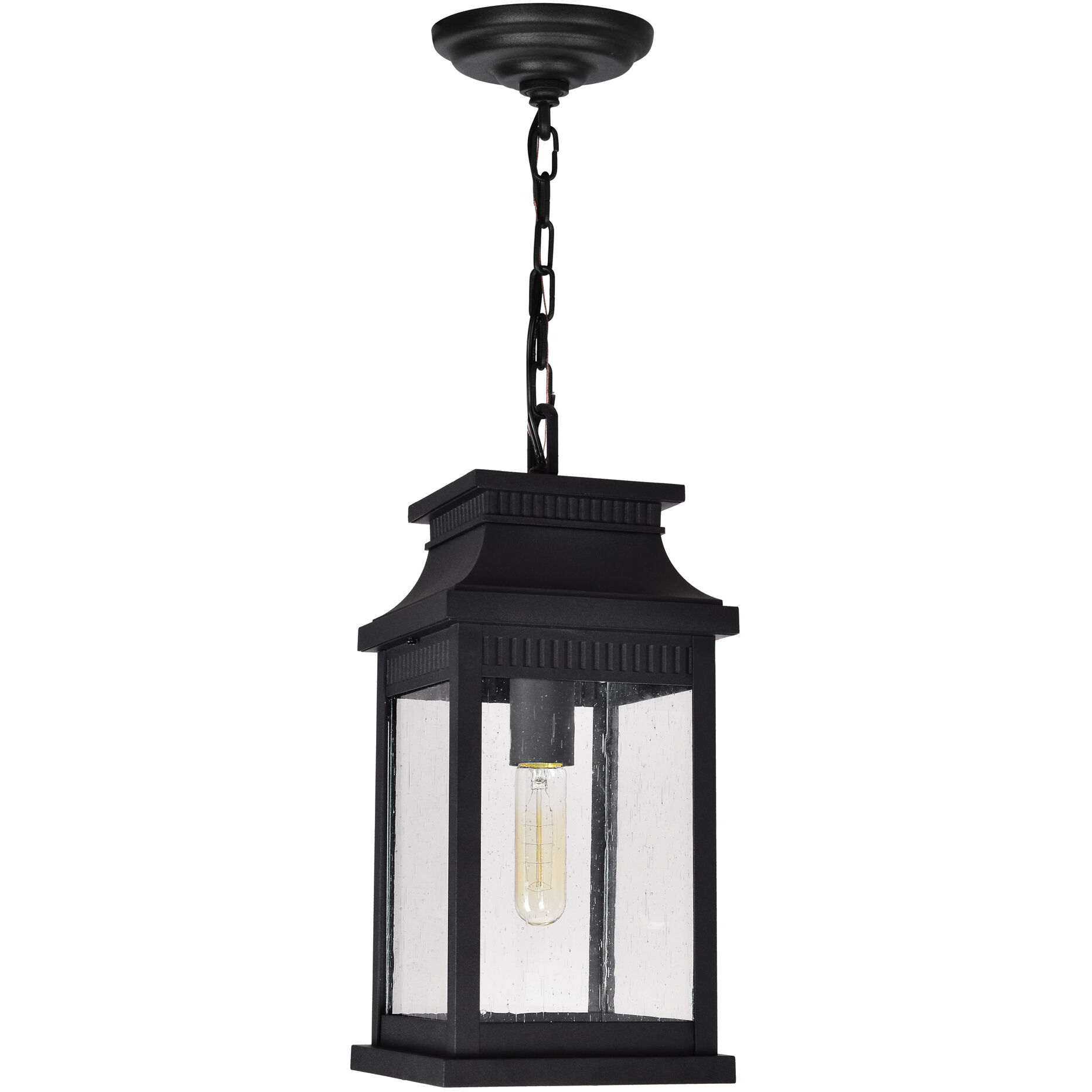 Milford 1 Light 7.25 inch Black Outdoor Hanging Light
