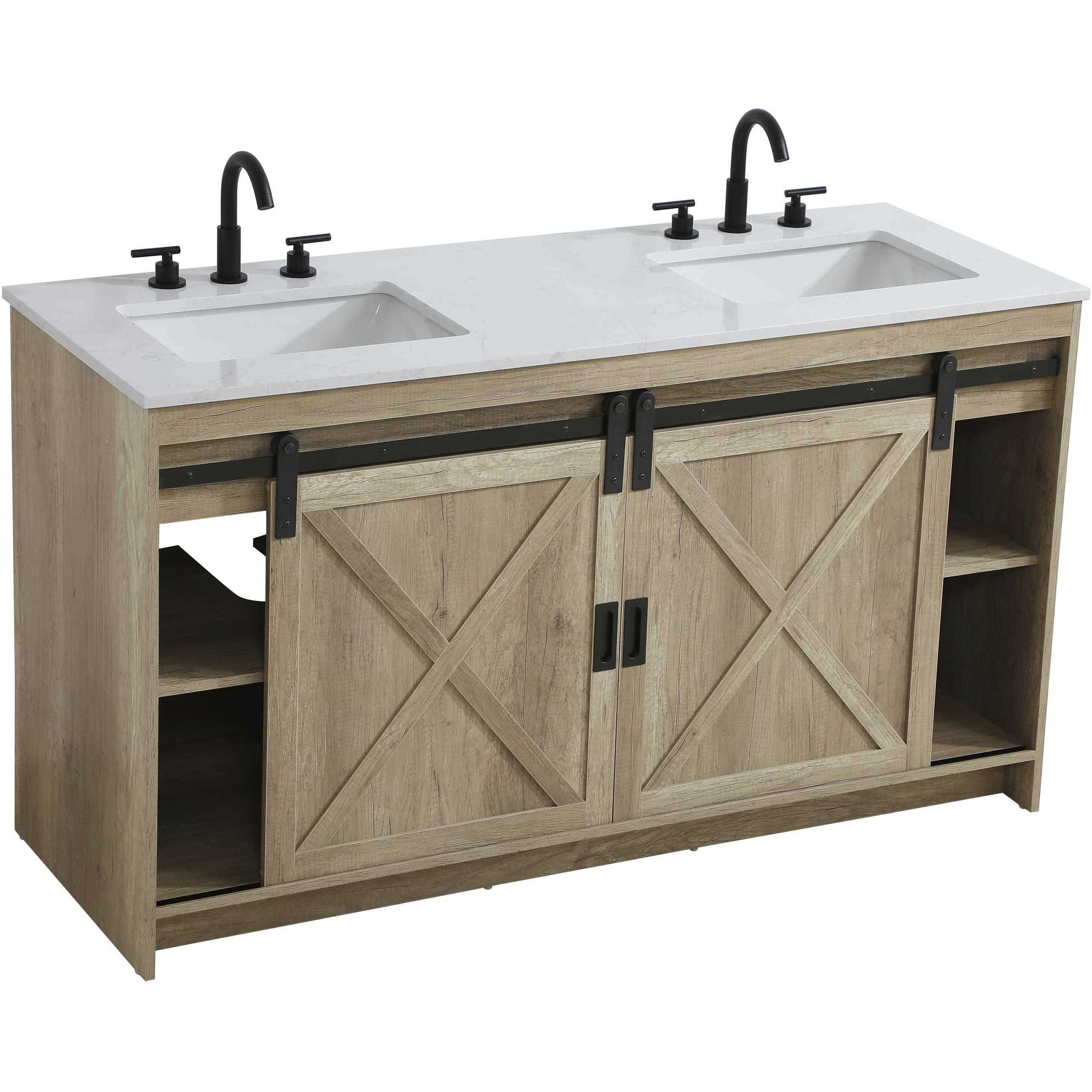 Austin 60 X 34 inch Natural Oak Bathroom Vanity Cabinet