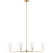 Foxdale 6 Light 44 inch Satin Brass Linear Chandelier Ceiling Light