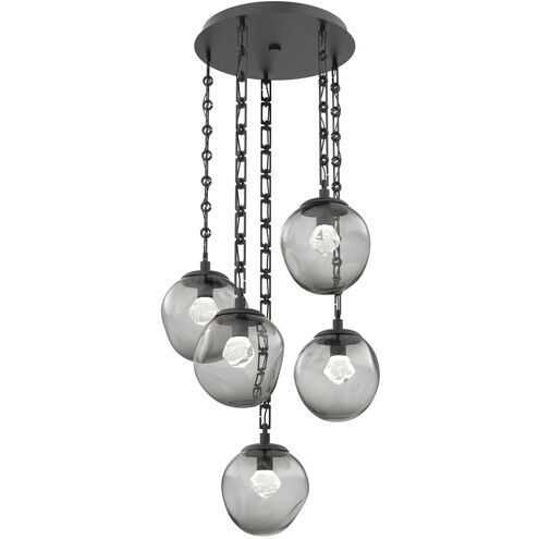 Aster LED 24.3 inch Matte Black Multi-Pendant Ceiling Light in 3000K LED, Smoke, Rectangular Chain