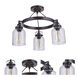 Foxwood 3 Light 22 inch Flat Black with Dark Teak Semi Flush Ceiling Light in Flat Black/Dark Teak