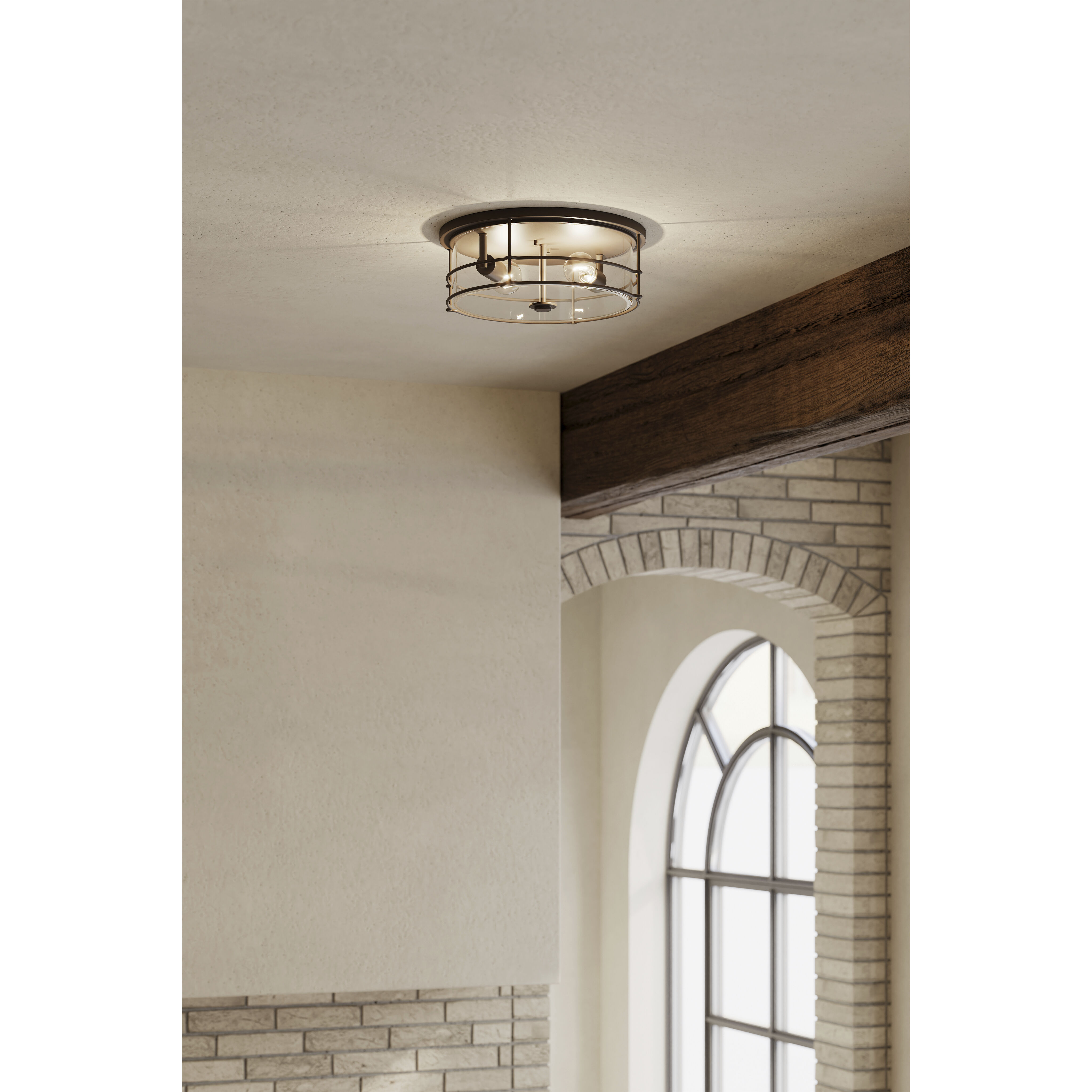 Lorenth 2 Light 15 inch Dark Matte Black Flush Mount Ceiling Light