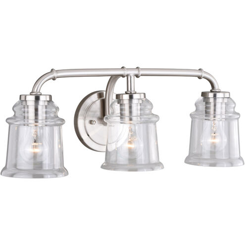 Toledo 3 Light 22 inch Satin Nickel Bathroom Light Wall Light