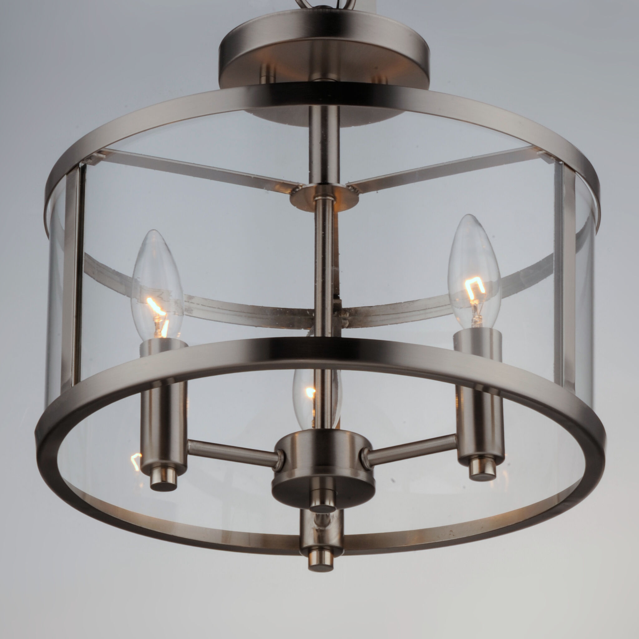 Sentinel 3 Light 13 inch Satin Nickel Semi-Flush Mount Ceiling Light