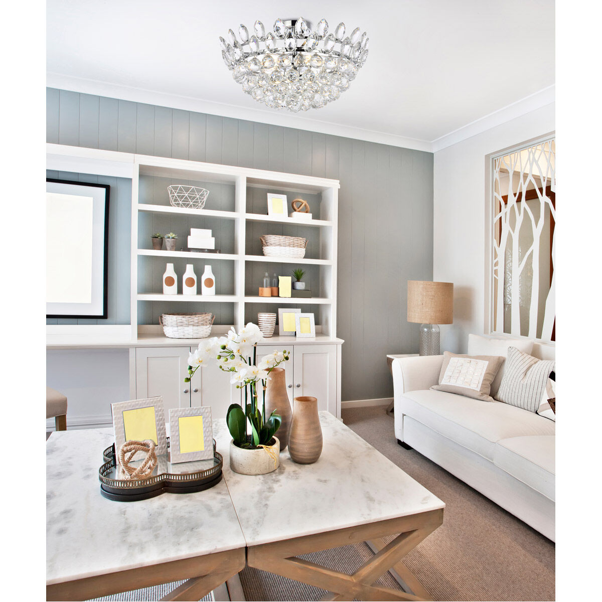 Emilia 5 Light 20 inch Chrome Flush Mount Ceiling Light