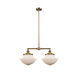 Franklin Restoration Large Oxford 2 Light 25 inch Brushed Brass Island Light Ceiling Light in Matte White Glass, Franklin Restoration