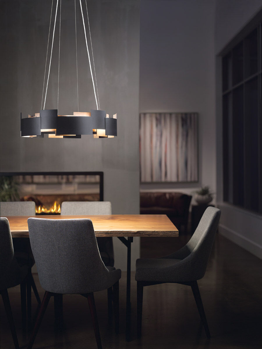 Moderne LED 27 inch Olde Bronze Chandelier Round Pendant Ceiling Light in 2700K