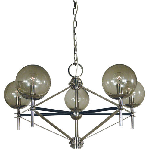Calista 5 Light 30 inch Polished Nickel with Matte Black Accents Dining Chandelier Ceiling Light