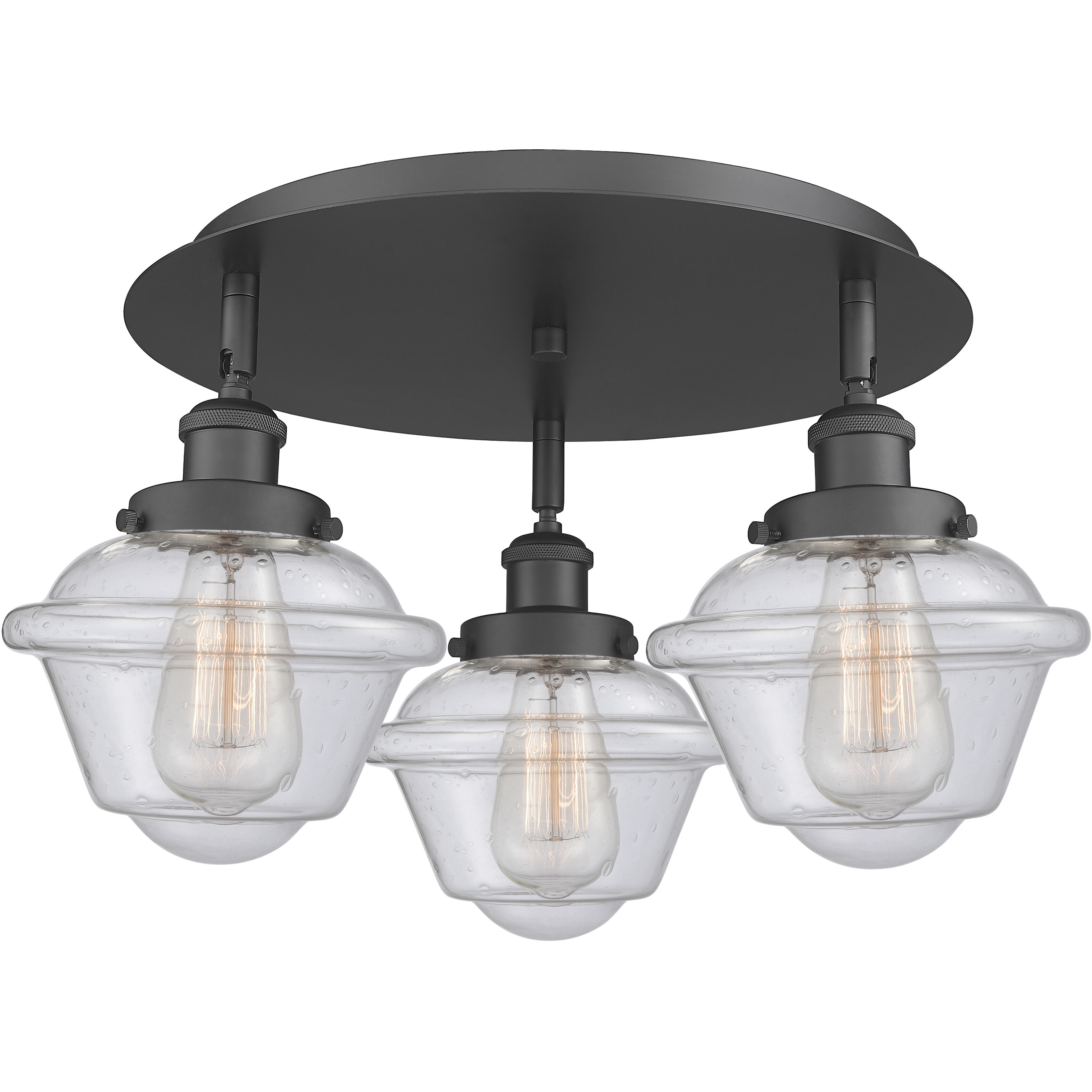 Oxford 3 Light 18.25 inch Matte Black Flush Mount Ceiling Light in Seedy