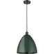 Ballston Plymouth Dome LED 12 inch Oil Rubbed Bronze Mini Pendant Ceiling Light in Black Textured, Matte Green
