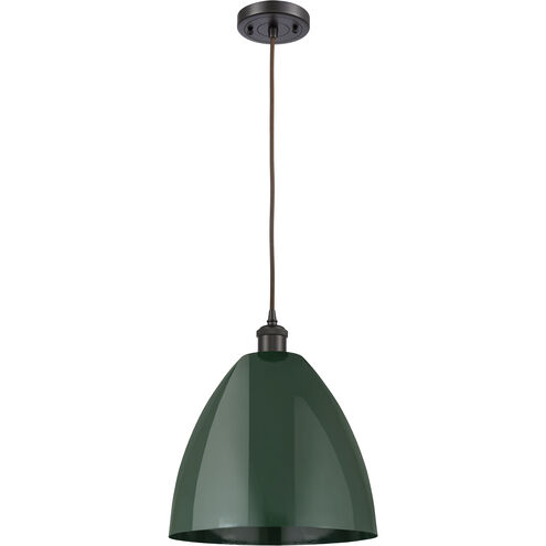 Ballston Plymouth Dome LED 12 inch Oil Rubbed Bronze Mini Pendant Ceiling Light in Black Textured, Matte Green