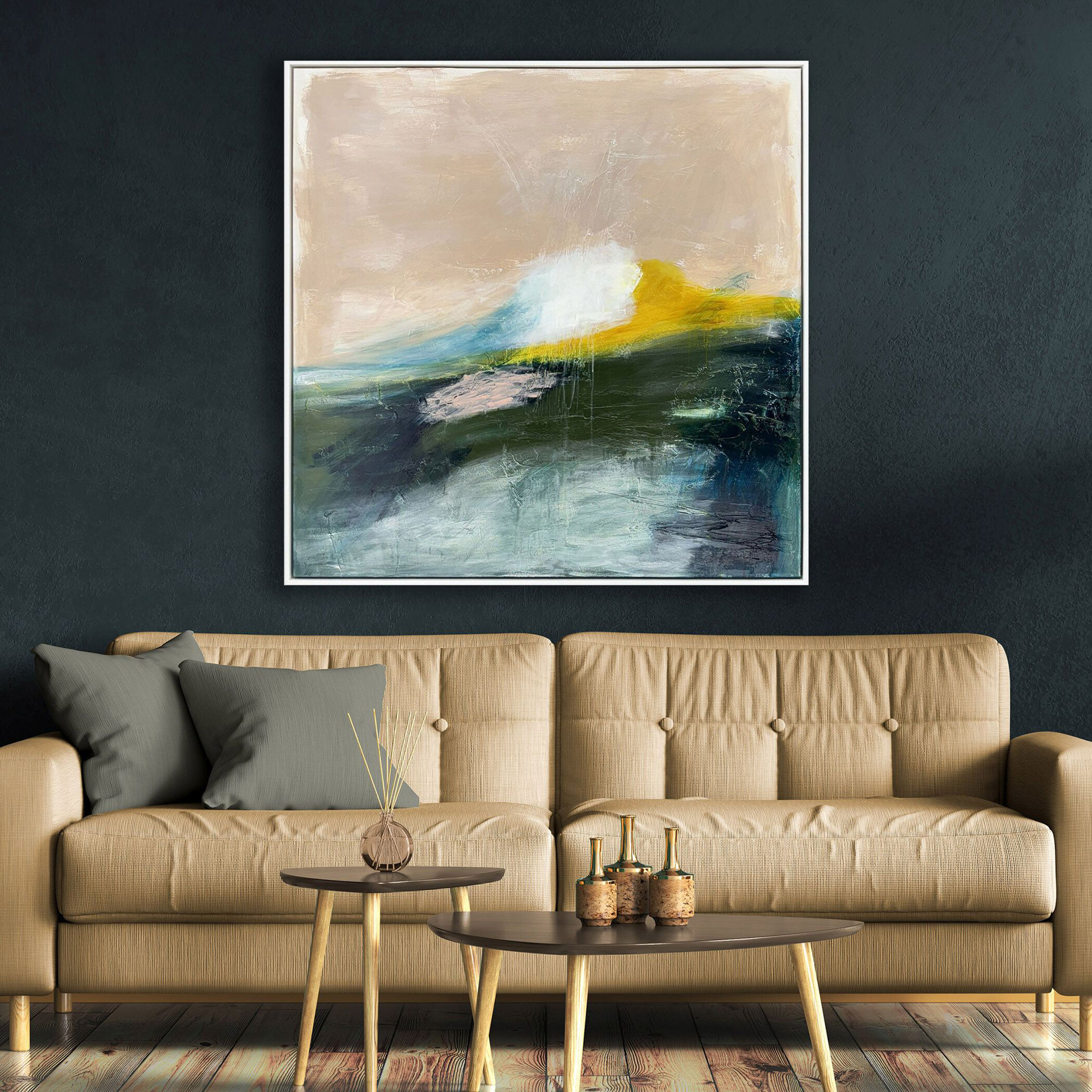 Blush and Bashful Green and Pink and White and Yellow Canvas, The Studio