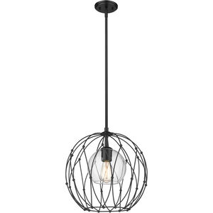Elle 1 Light 16 inch Matte Black Pendant Ceiling Light