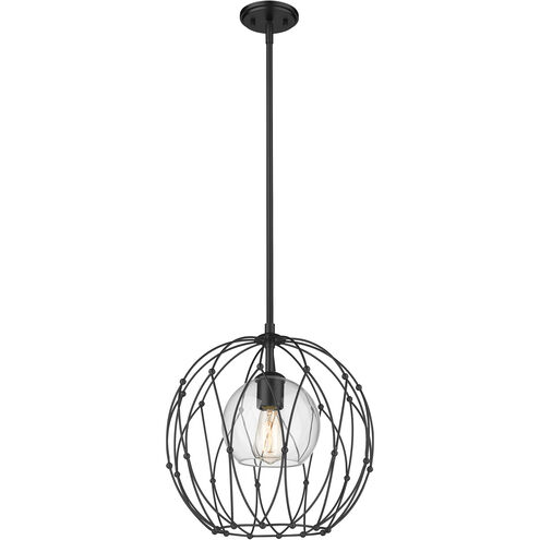 Elle 1 Light 16 inch Matte Black Pendant Ceiling Light