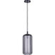 Malek 1 Light 5.88 inch Matte Black Corded Pendant Ceiling Light in Smoked Ribbed Glass