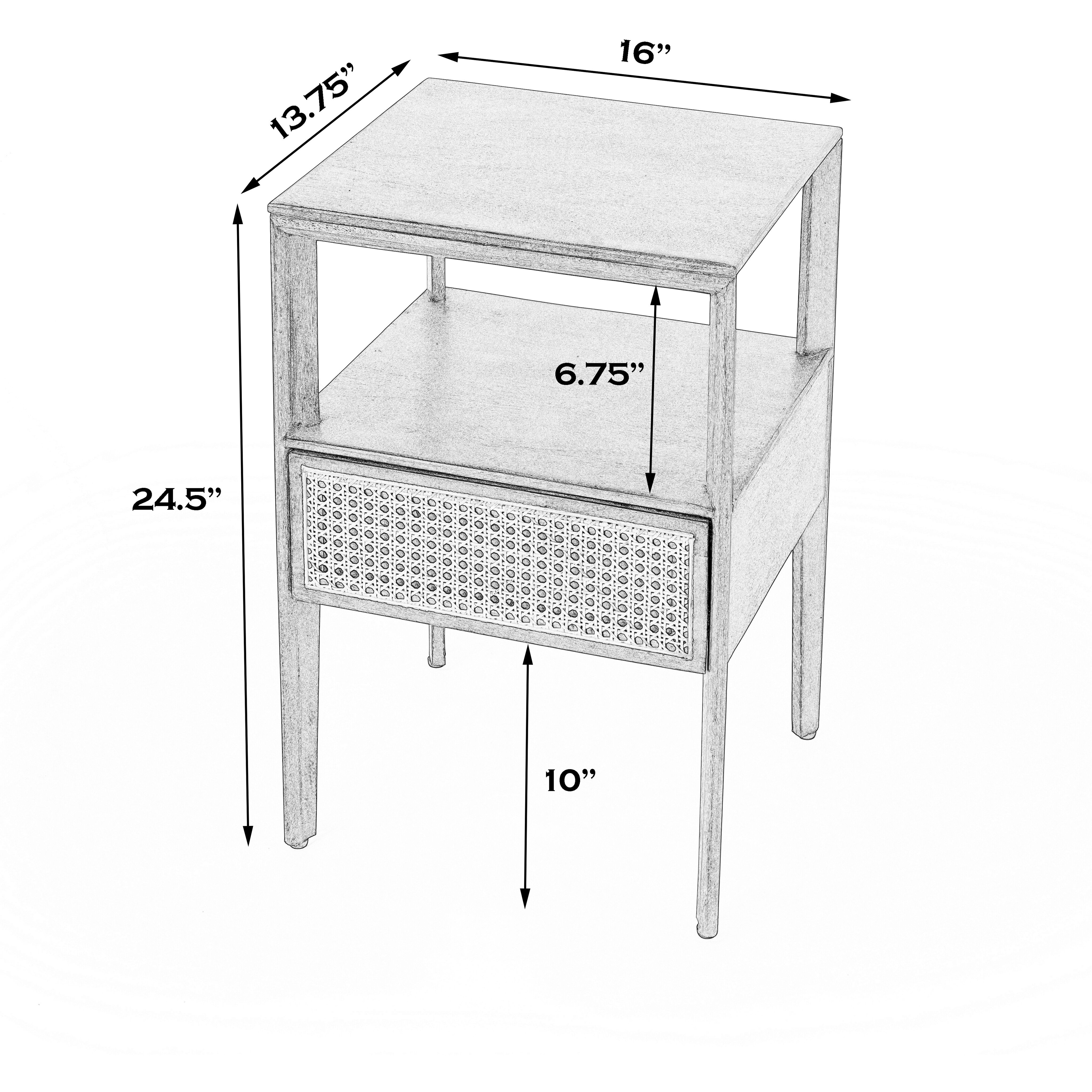 Vardo 1 Drawer Cane Nightstand in Multi