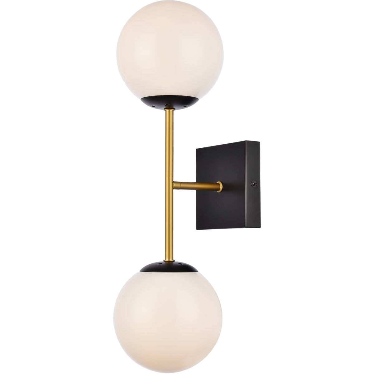 Neri 2 Light 7 inch Black and Brass Bath Sconce Wall Light