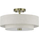 Monroe 3 Light 15 inch Antique Brass Semi Flush Mount Ceiling Light, Large