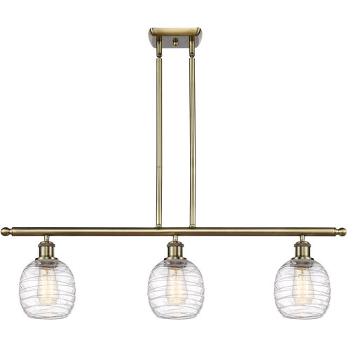 Ballston Belfast LED 36 inch Antique Brass Island Light Ceiling Light in Deco Swirl Glass