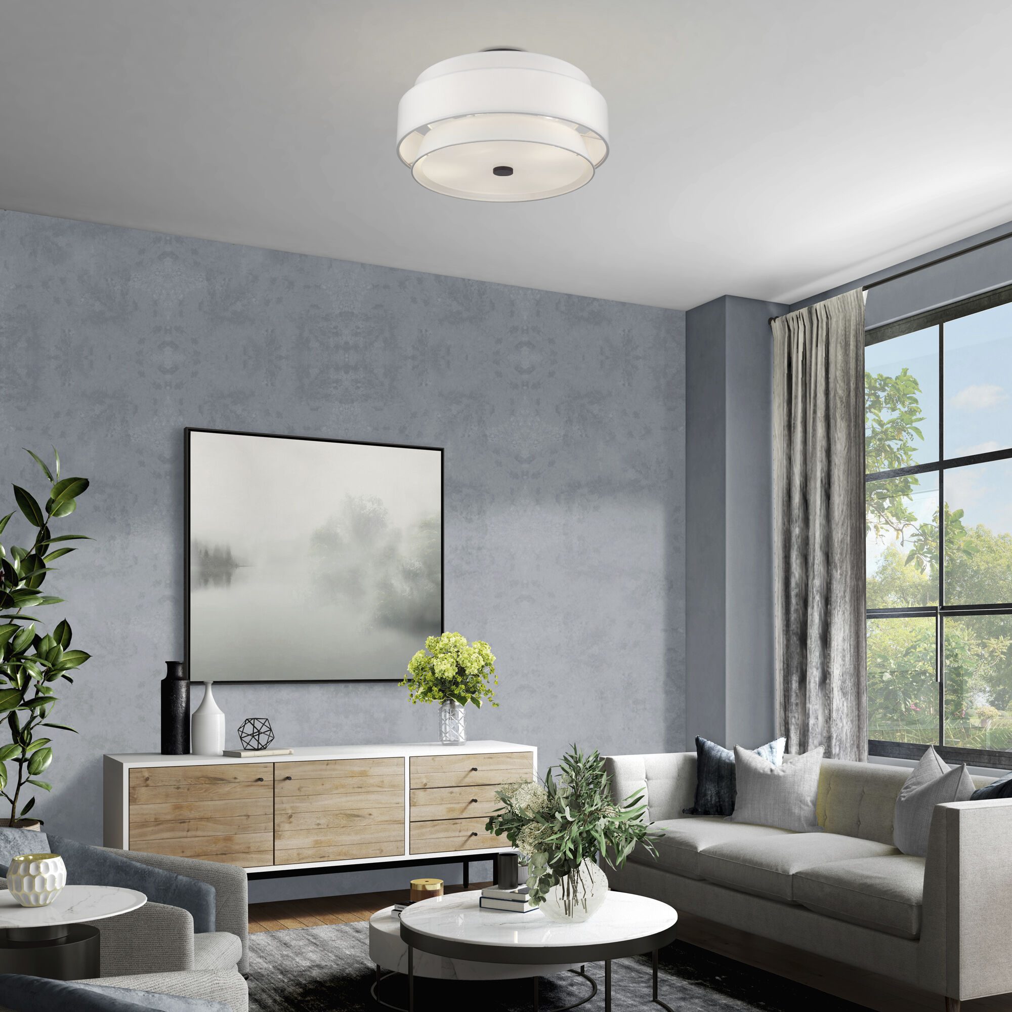 Fontana 5 Light 21 inch Bronze Semi-Flush Ceiling Light