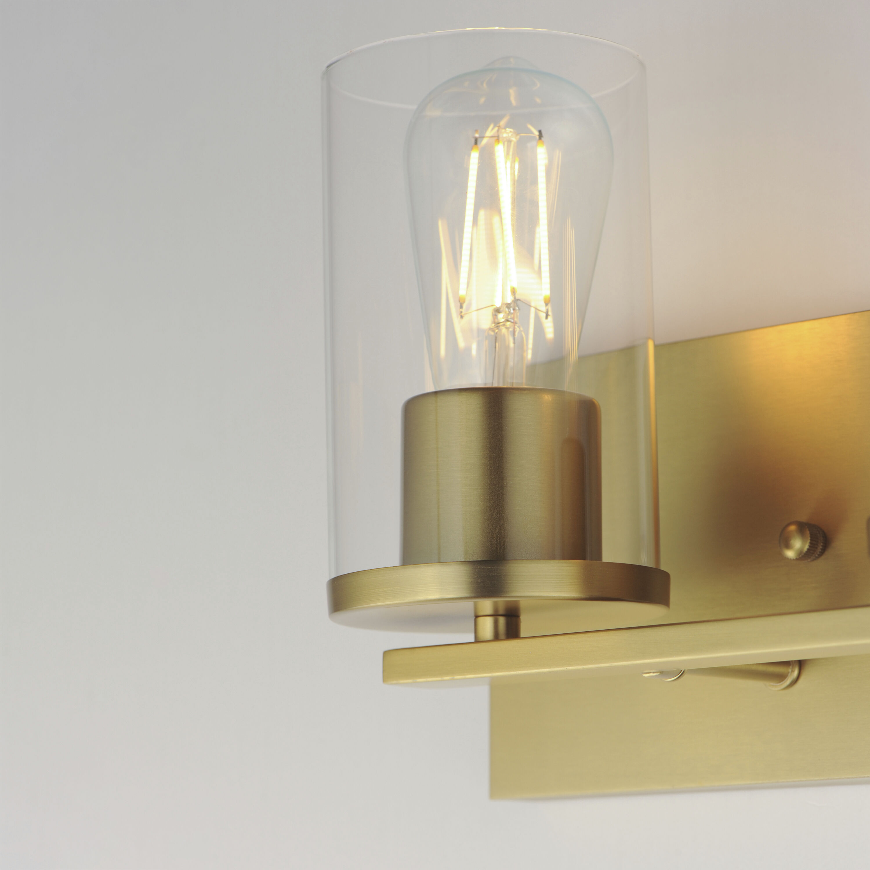 Lateral 2 Light 12 inch Satin Brass Bath Vanity Wall Light in Clear
