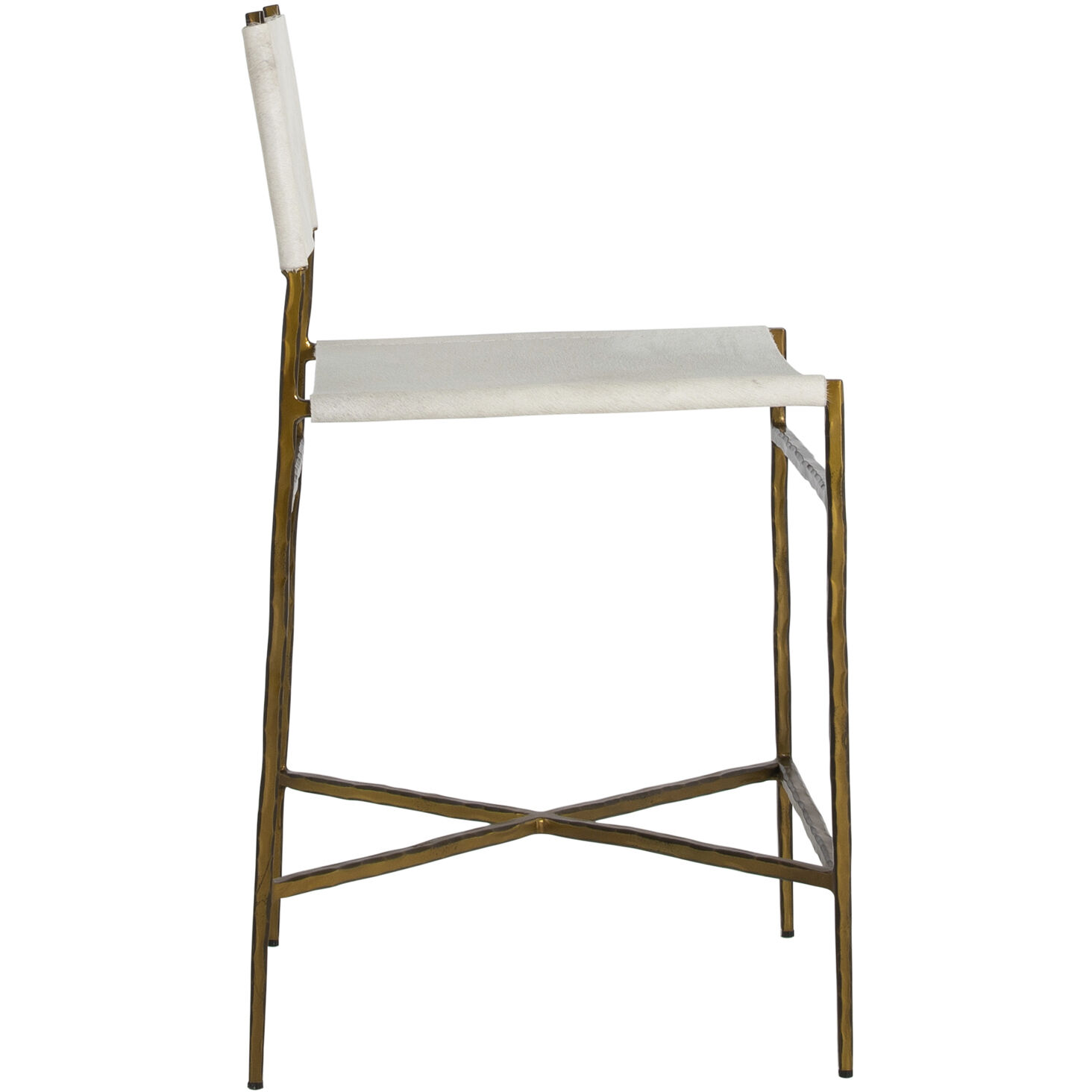 Landon 37 inch Antique Aged Brass / Natural Ivory Hide Bar Counter Stool