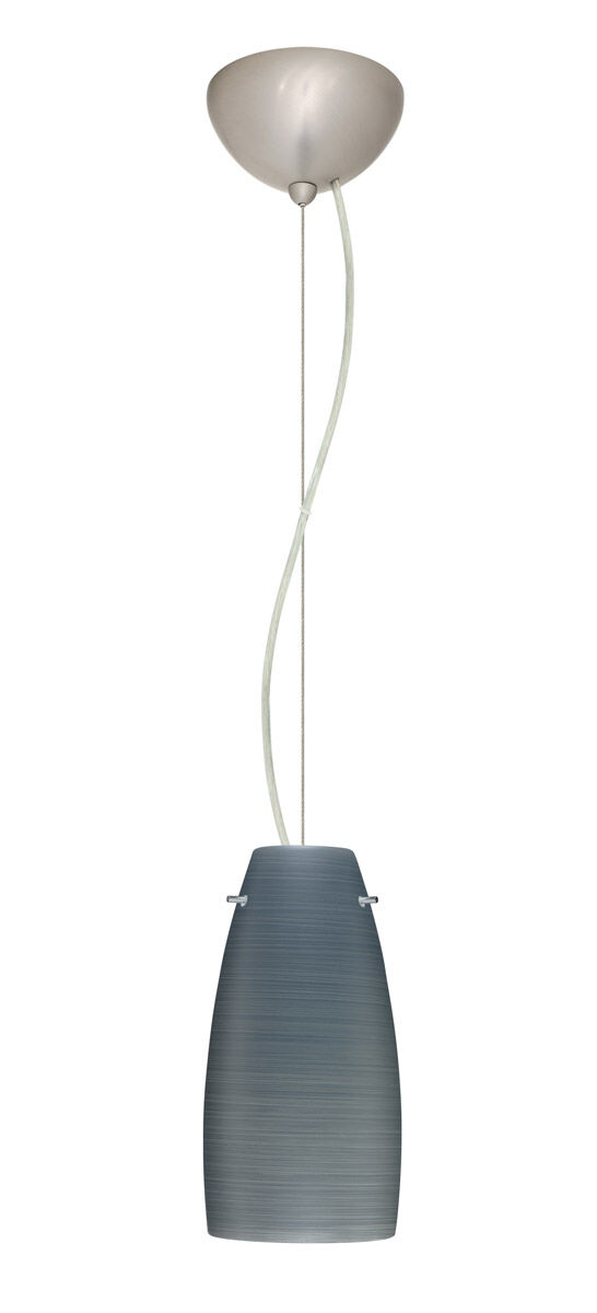 Tao LED Satin Nickel Pendant Ceiling Light in Titan Glass