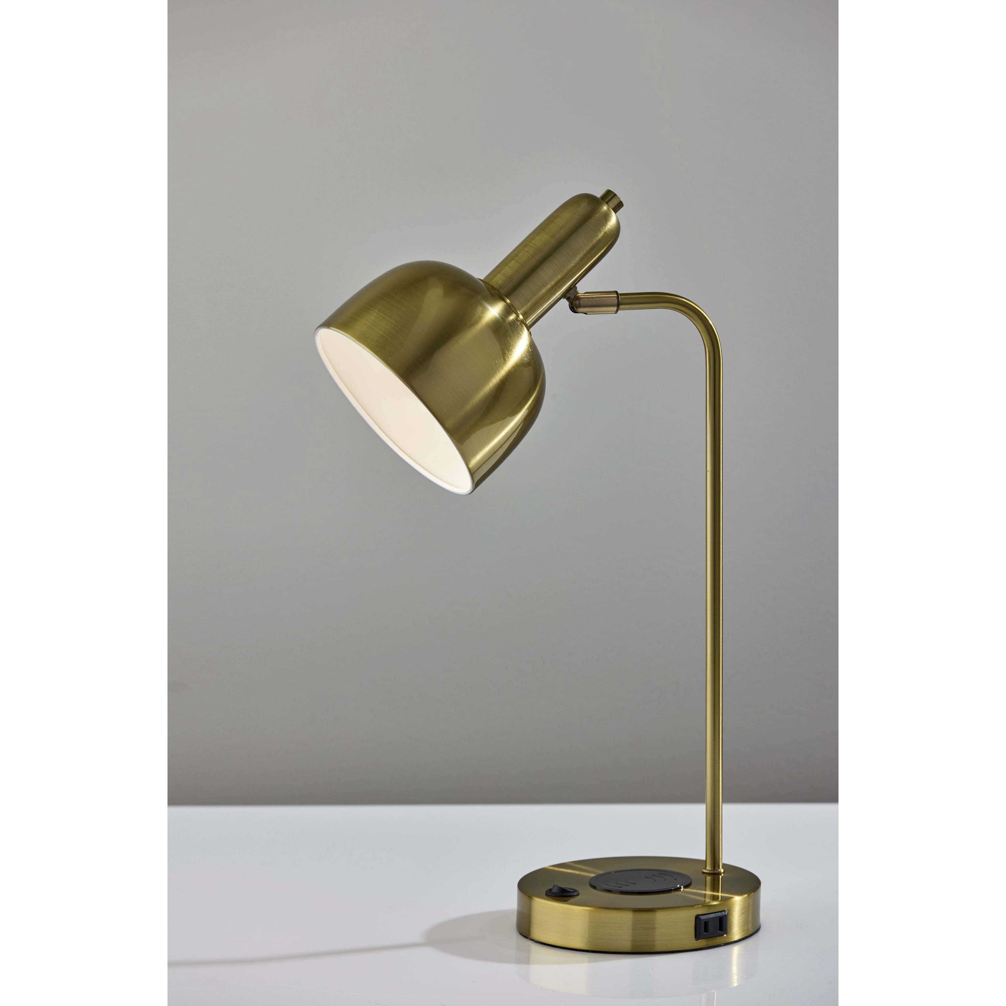 Rico 19 inch 60.00 watt Antique Brass Supercharger Desk Lamp Portable Light