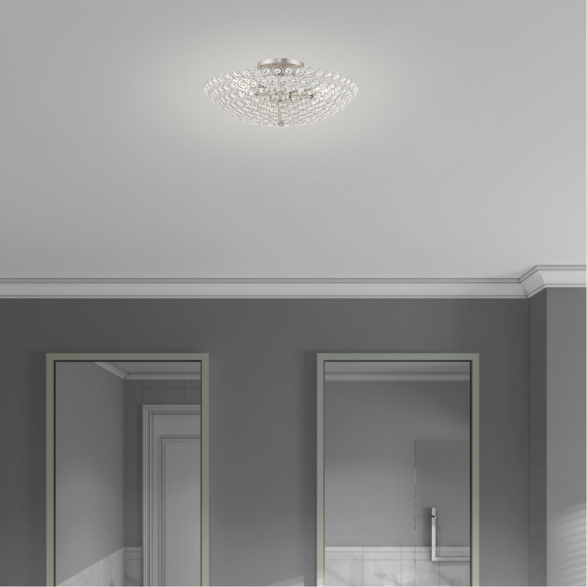 Cassandra 3 Light 16 inch Brushed Nickel Semi-Flush Mount Ceiling Light