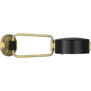 Simon 11 inch 60 watt Satin Black with Modern Brass Wall Swinger Wall Light
