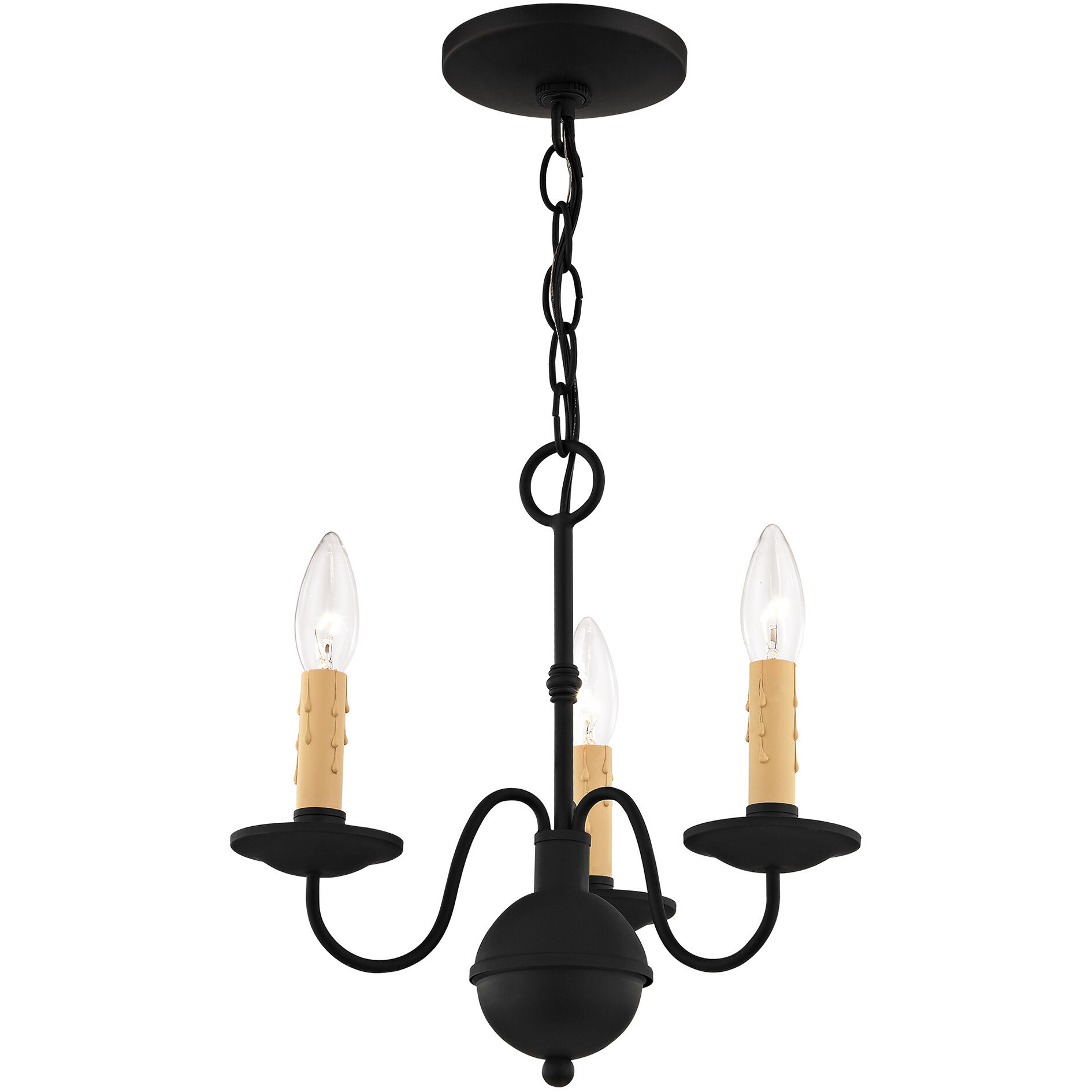 Heritage 3 Light 14 inch Black Mini Chandelier Ceiling Light
