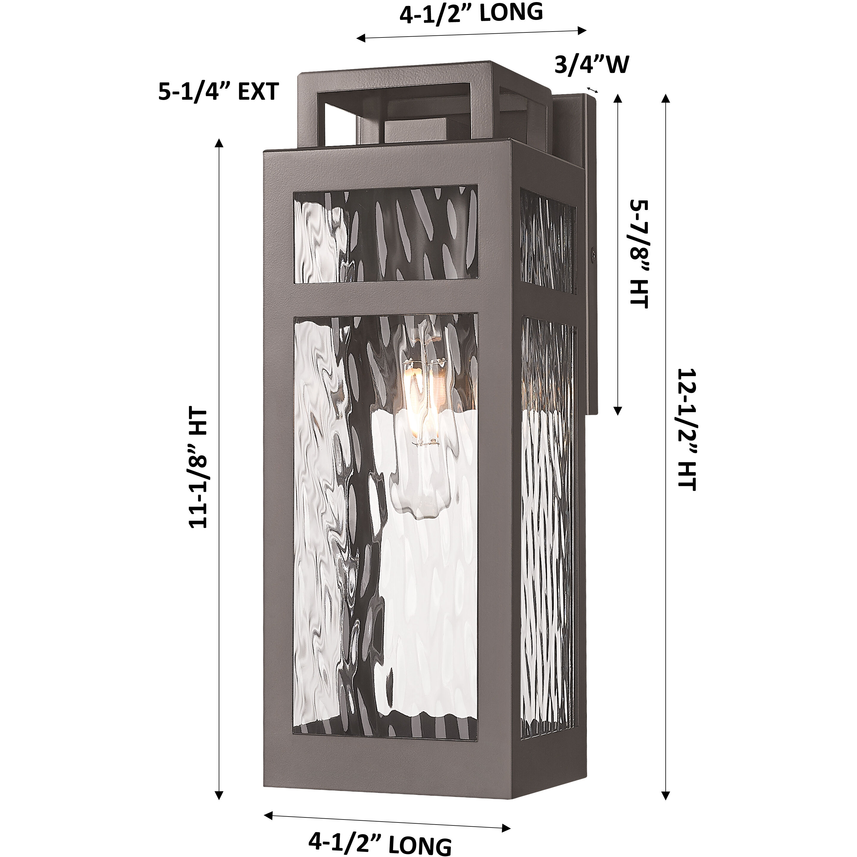 Ridgeway 1 Light 12.5 inch Bronze Outdoor Sconce in Waterglass