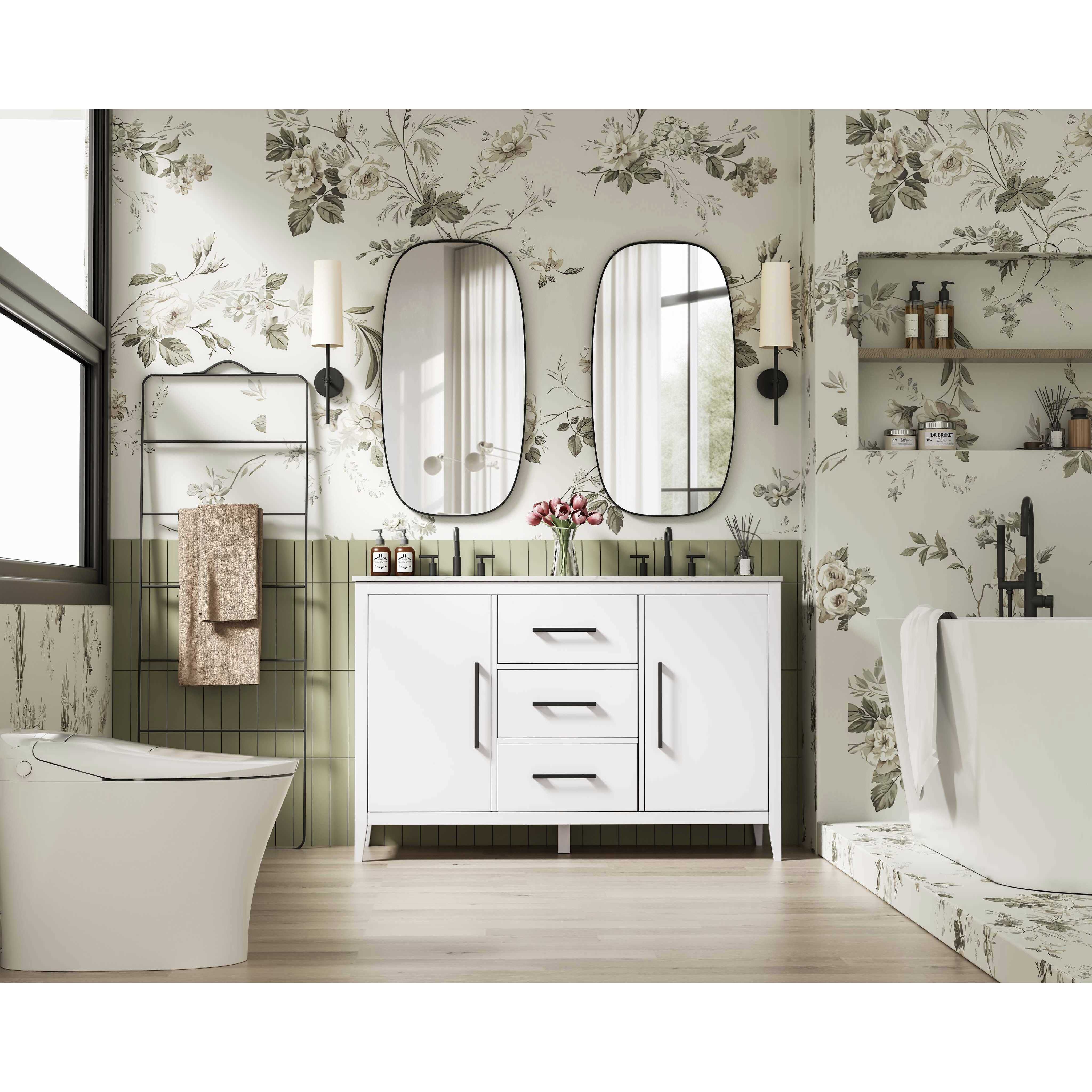 Millie 54 X 35 inch White Bathroom Vanity Cabinet