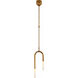 Kelly Wearstler Rousseau LED 8.5 inch Antique-Burnished Brass Asymmetric Pendant Ceiling Light in Etched Crystal, Small