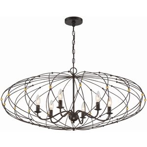 Zucca 6 Light 38.25 inch English Bronze and Antique Gold Chandelier Ceiling Light